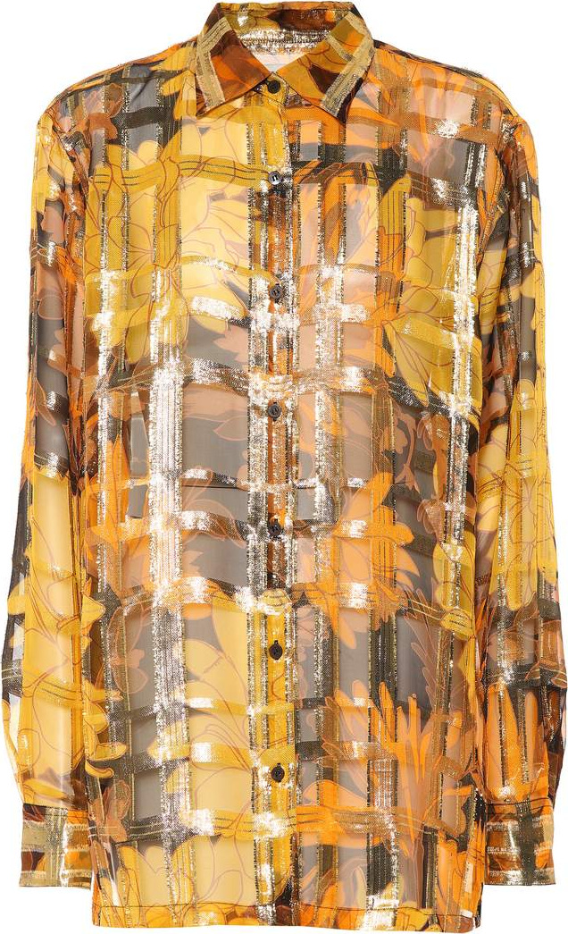 Dries Van Noten Metallic silk-blend shirt