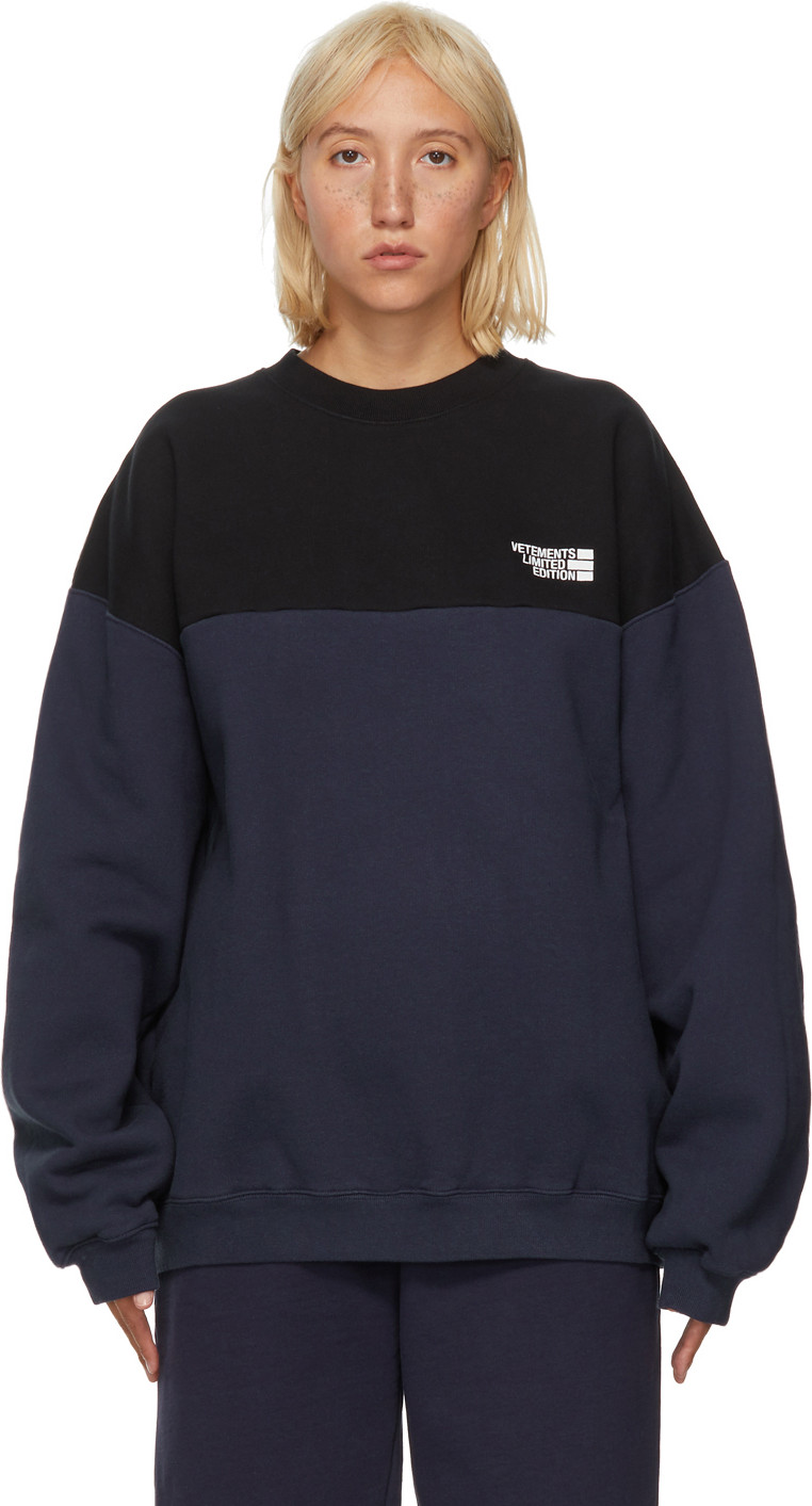 Vetements - Black & Blue Cut-Up Logo Sweatshirt
