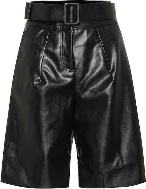 Self Portrait Faux-leather Bermuda shorts