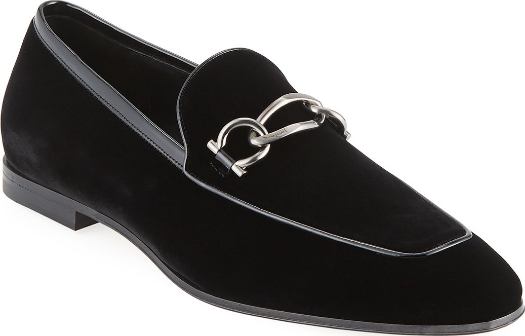 Salvatore Ferragamo Men's Boy 2 Chain Detail Velvet Loafer