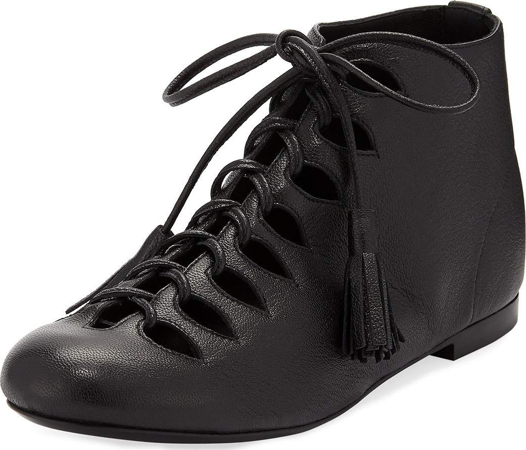 Laurence Dacade Sunny Napa Leather Tassel Lace-Up Bootie