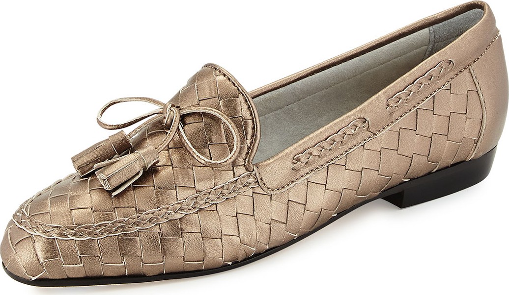 Sesto Meucci Nicole Woven Leather Loafer, Pewter Sesto Meucci Nicole Woven Leather Loafer, Pewter