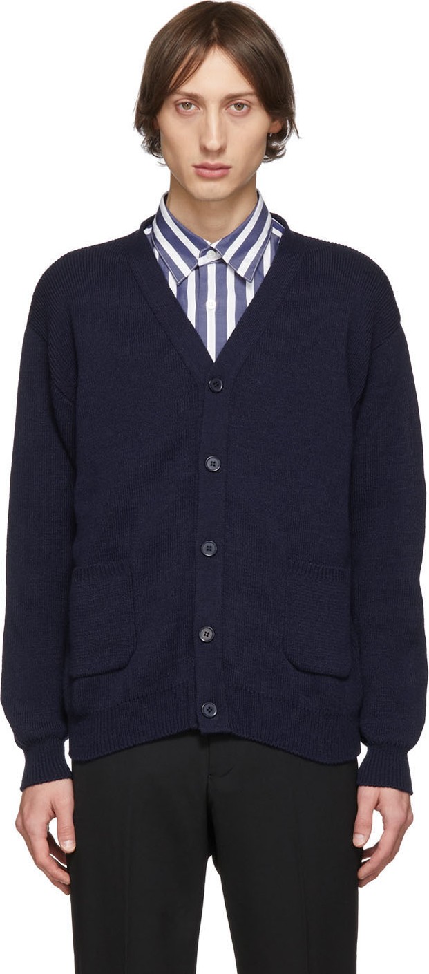 Comme des Garçons Homme Deux Navy Lochovan Of Scotland Cardigan