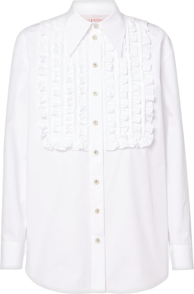 Valentino - Ruffled cotton poplin shirt