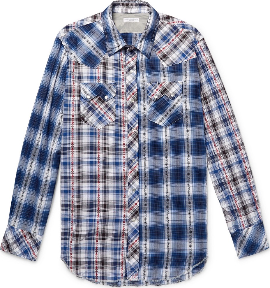 Engineered Garments Embroidered Checked Cotton Shirt