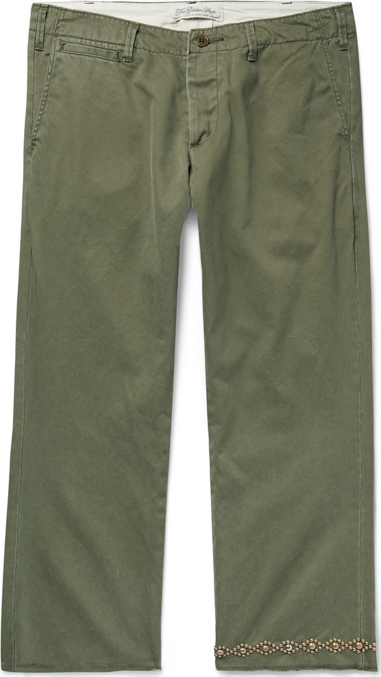 Remi Relief Studded Cropped Cotton-Twill Chinos