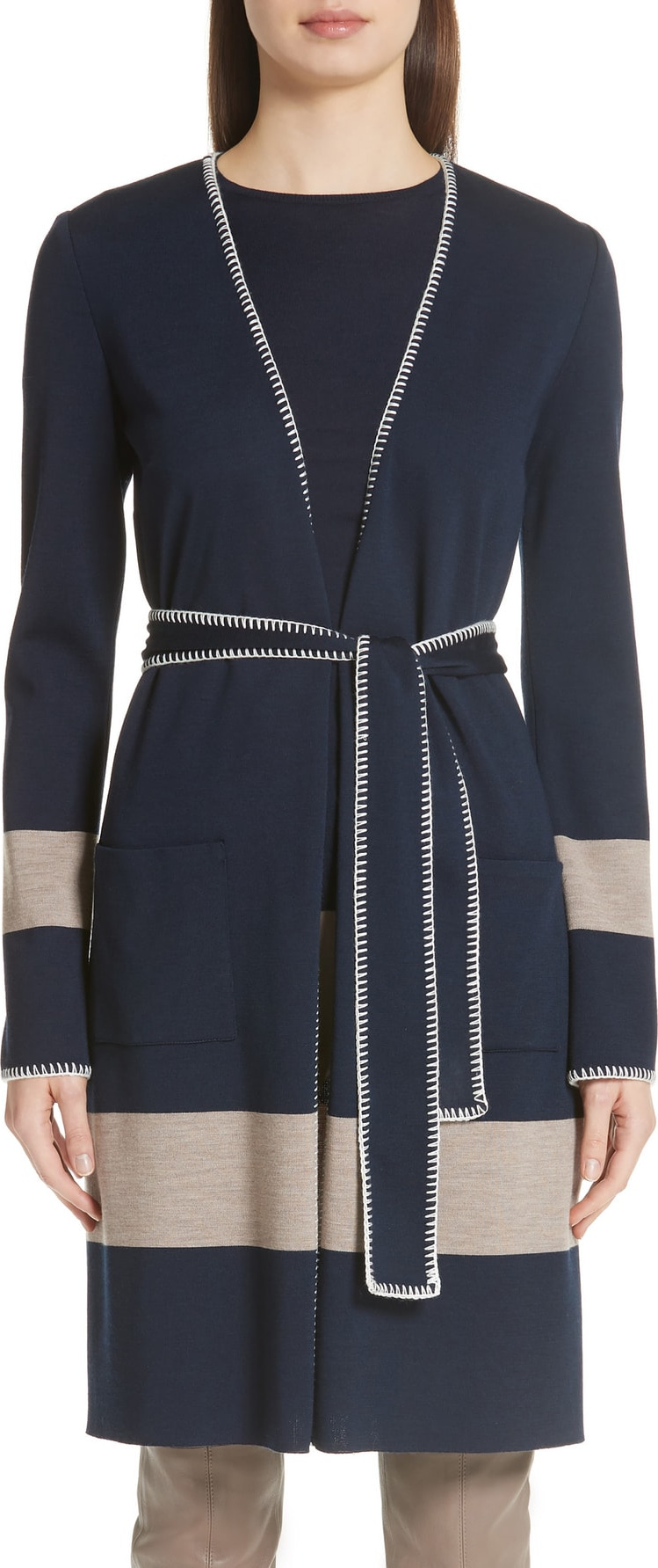 St. John Belted Milano Knit Sweater Jacket