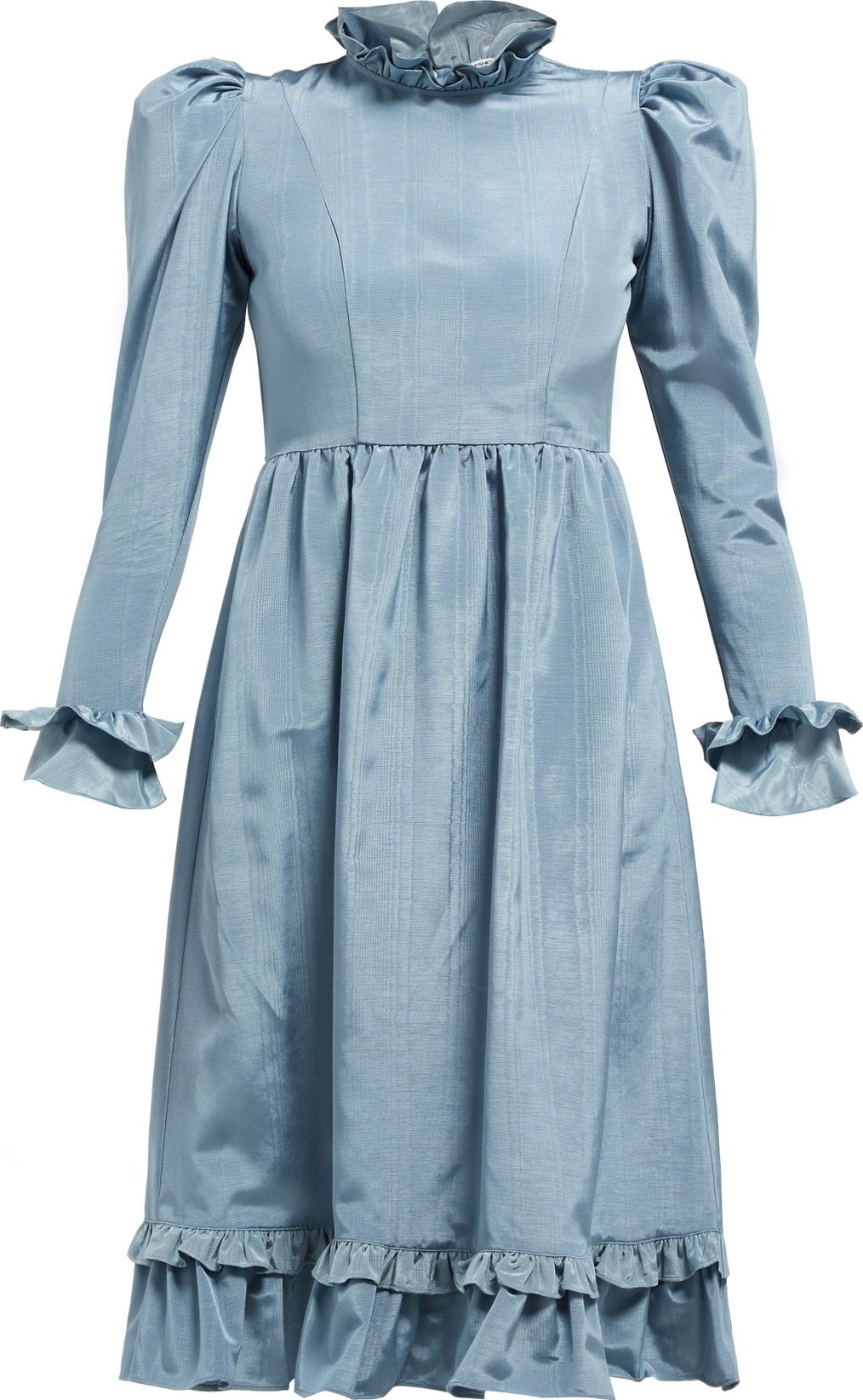 Batsheva Moire high-neck ruffled dress
