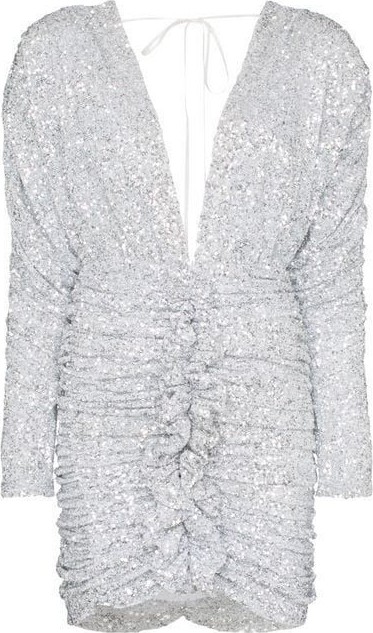 Attico Sequin-embellished ruched mini-dress