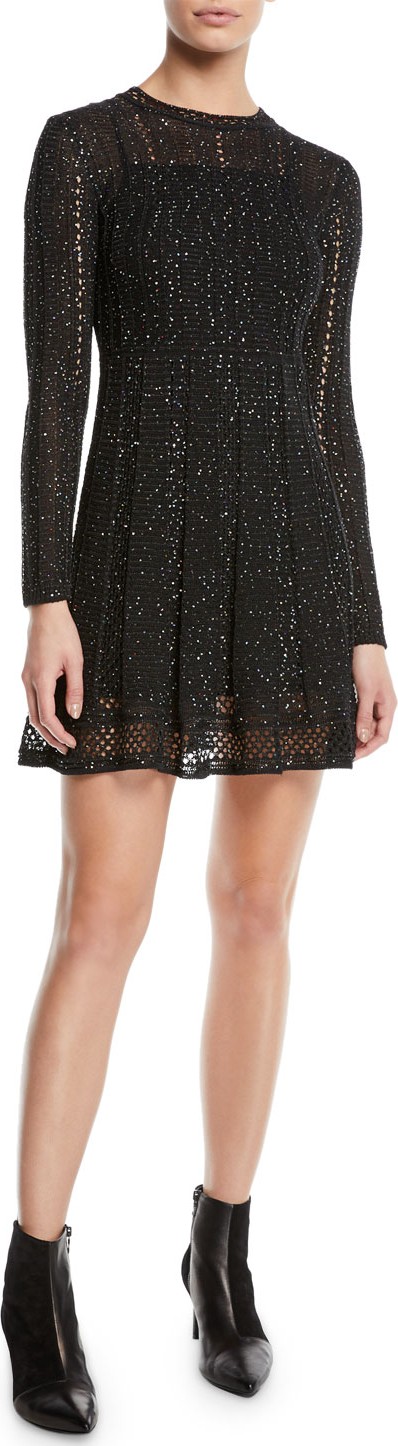 M Missoni Mini-Sequin Long-Sleeve Dress