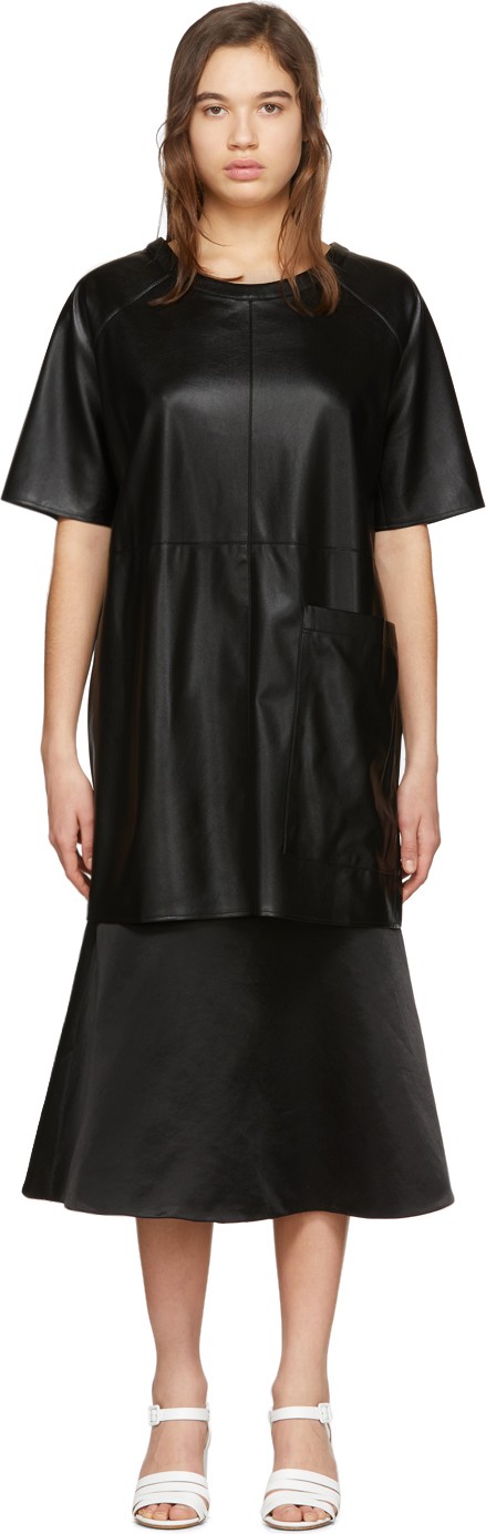 Aeron Black Faux-Leather Zelda Dress