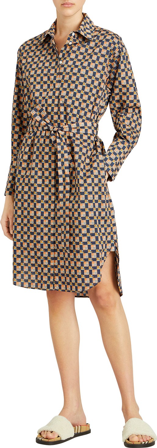 Burberry London England Isotto Check Button-Front Shirt Dress