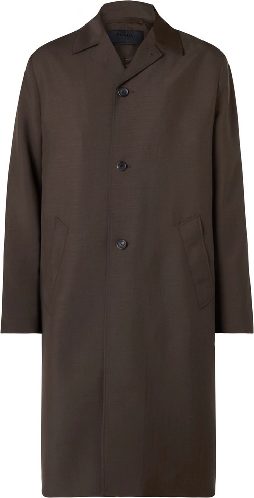 Prada Logo-Appliquéd Mohair and Wool-Blend Coat