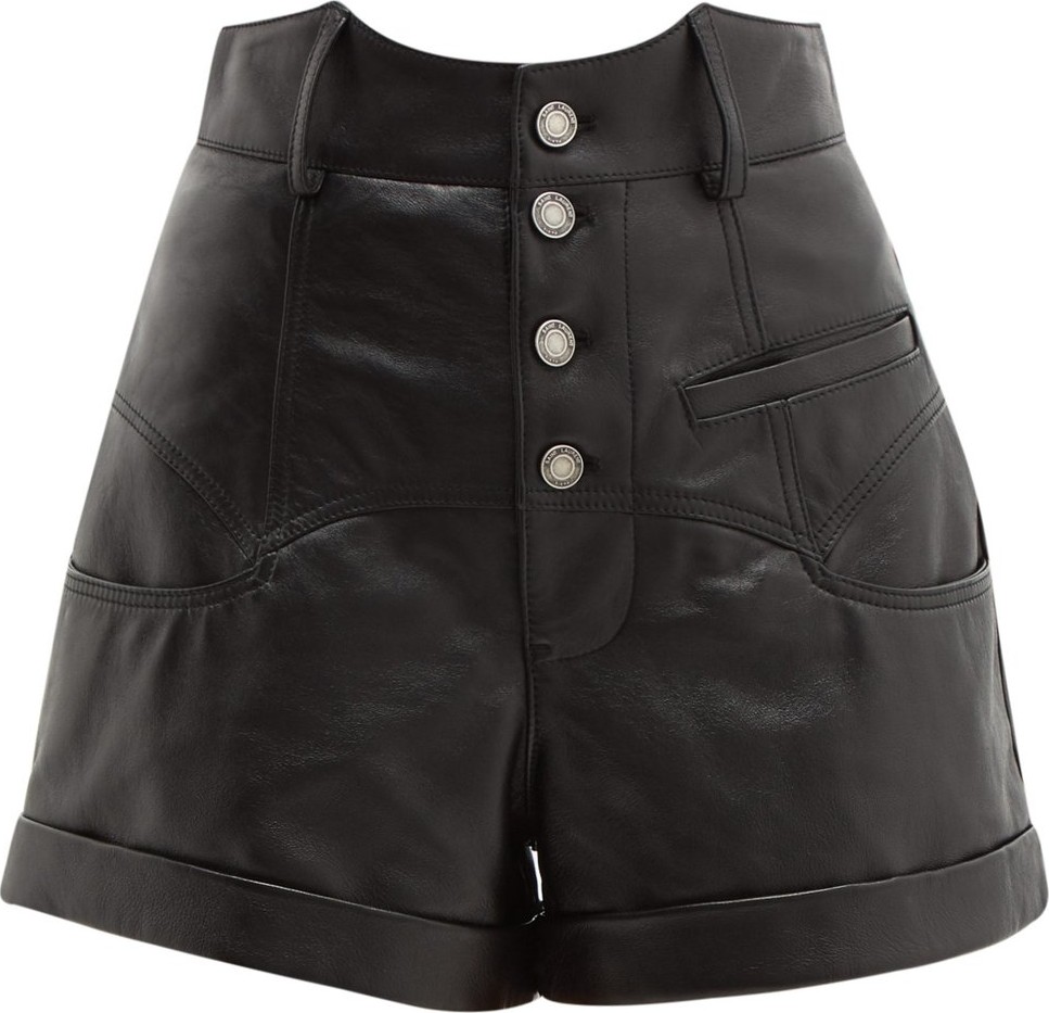 Saint Laurent High-rise leather shorts