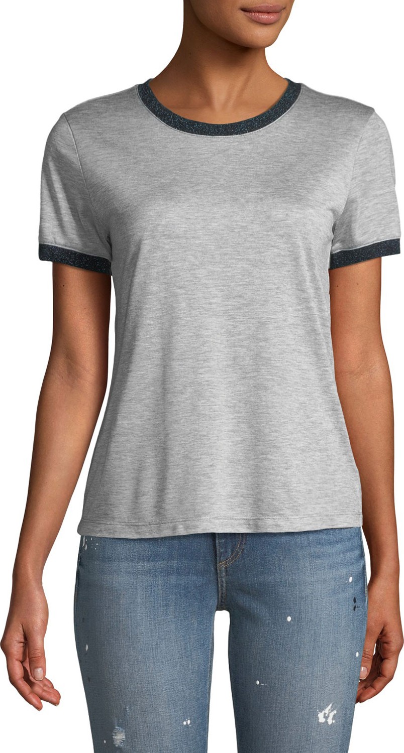 Rag & Bone Brighton Metallic-Trim Ringer Tee