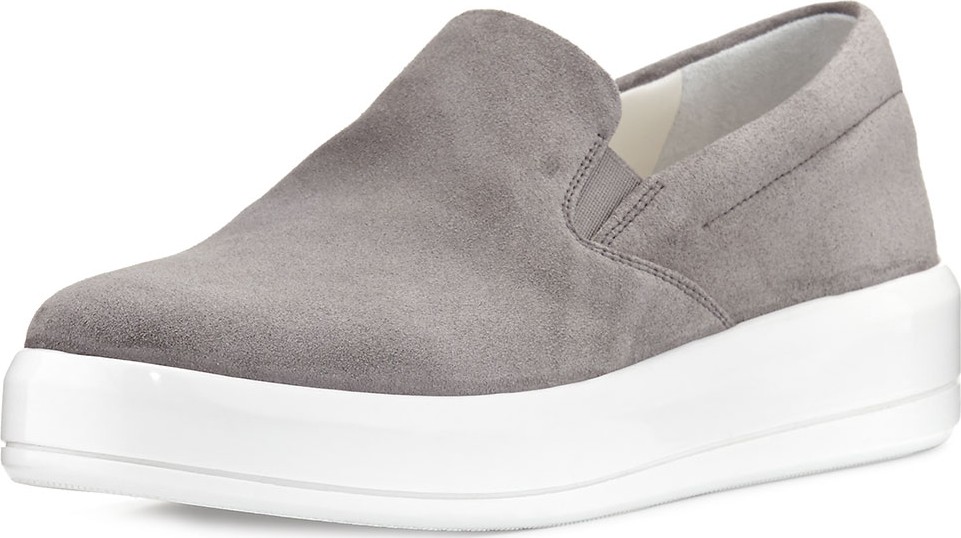 Prada Suede 25mm Skate Sneakers, Ghiaia