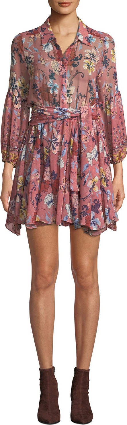 MISA Los Angeles Serina Floral Button-Front Short Dress