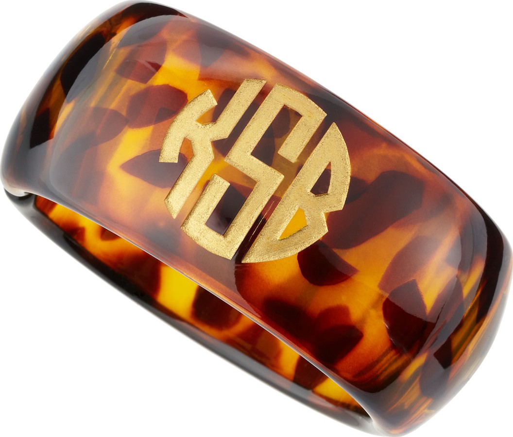 Moon and Lola Tortoise Acrylic Block Monogram Bangle