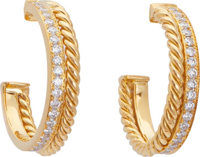 Patcharavipa Slice Rope 18kt gold and diamond earrings