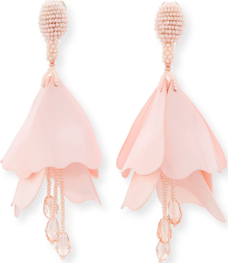 Oscar De La Renta Impatiens Flower Drop Earrings