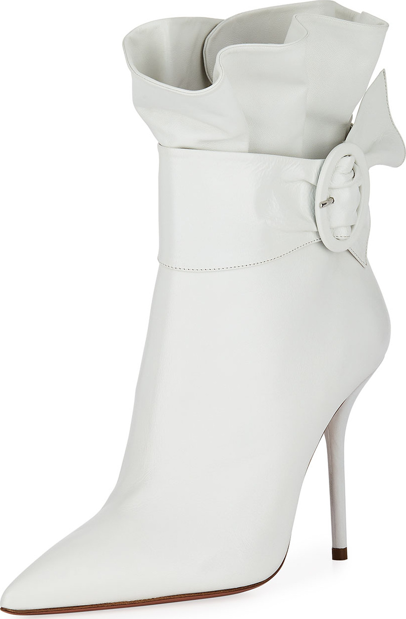 Aquazzura Palace Leather Ruffle Bootie