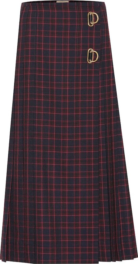 Burberry London England Checked wool midi skirt