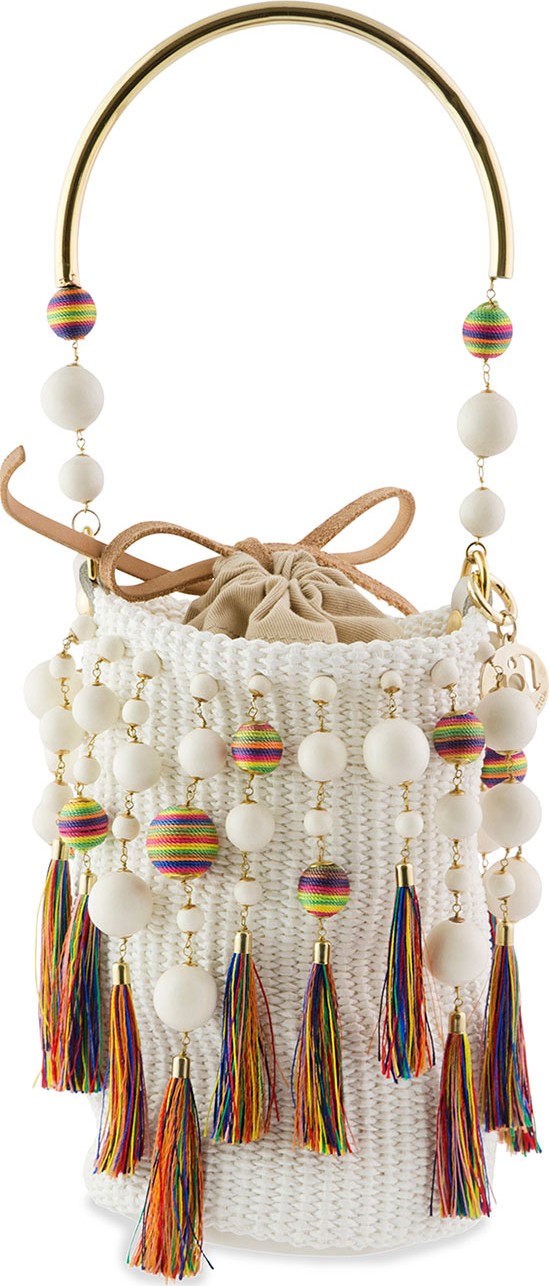 Rosantica Laura Woven Tasseled Minaudiere Bag