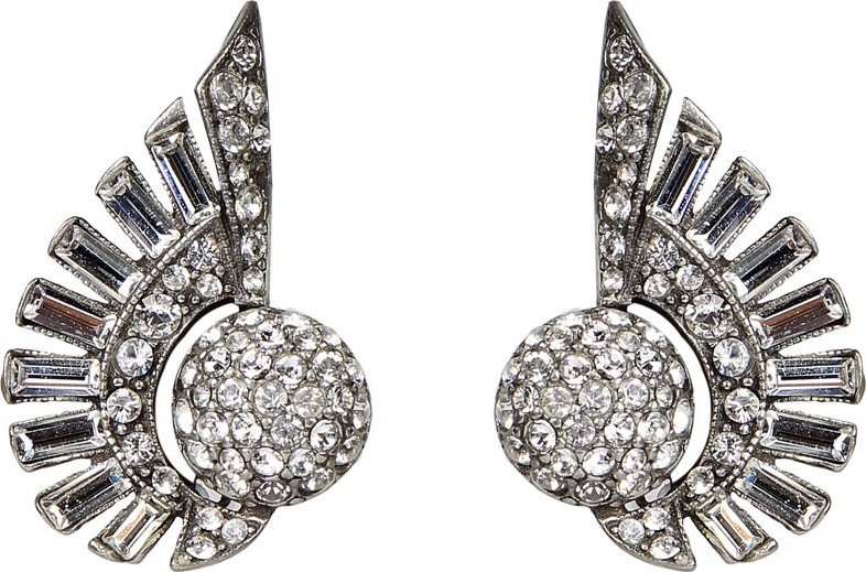 Ben-Amun Crystal Deco Clip-On Earrings