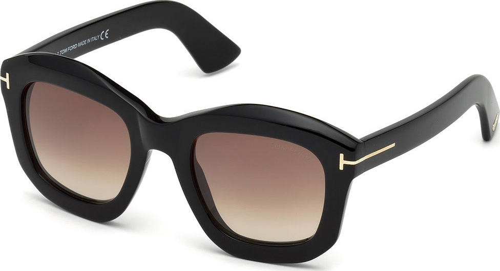 TOM FORD Square Gradient Acetate Sunglasses, Black/Brown