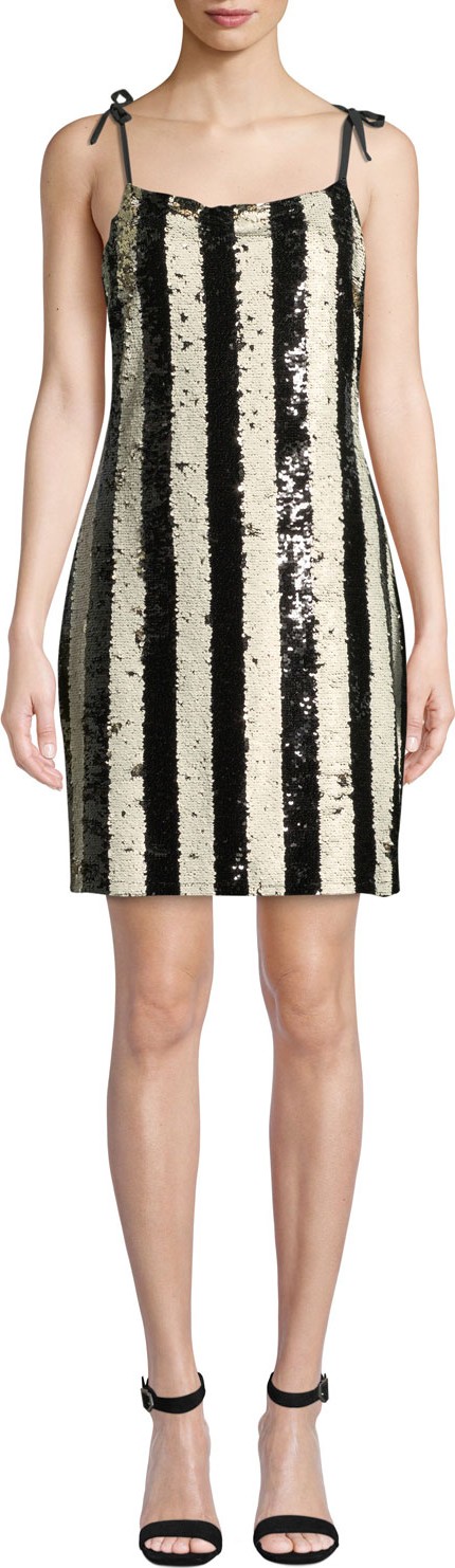 cupcakes and cashmere Johan Striped Sequin Cocktail Dress