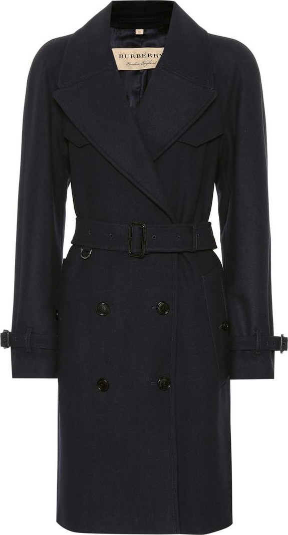 Burberry London England Herringbone wool-blend trench coat