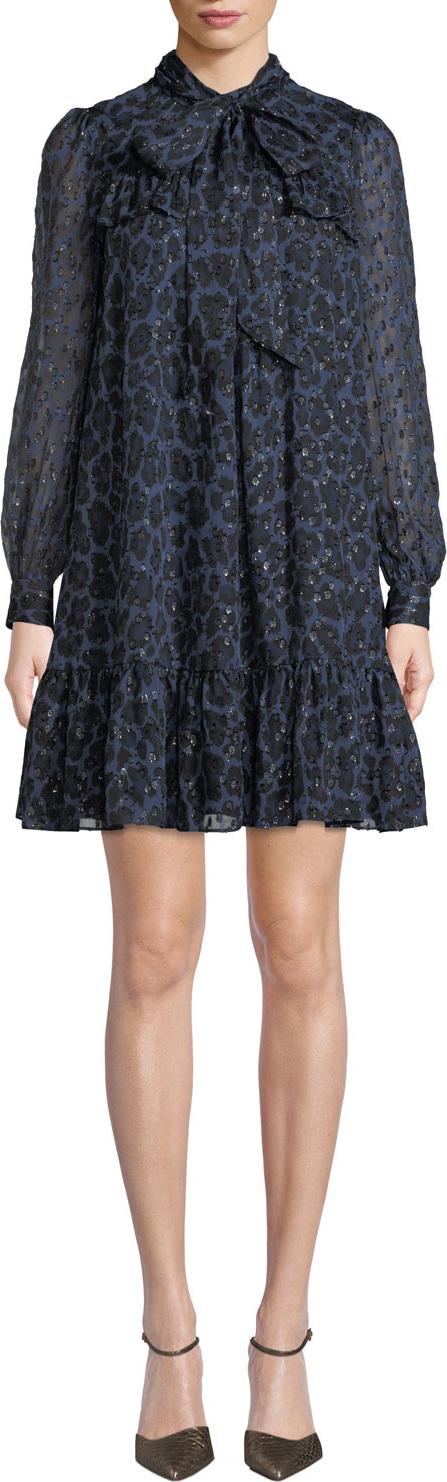 Kate Spade New York leopard clip dot long-sleeve mini dress