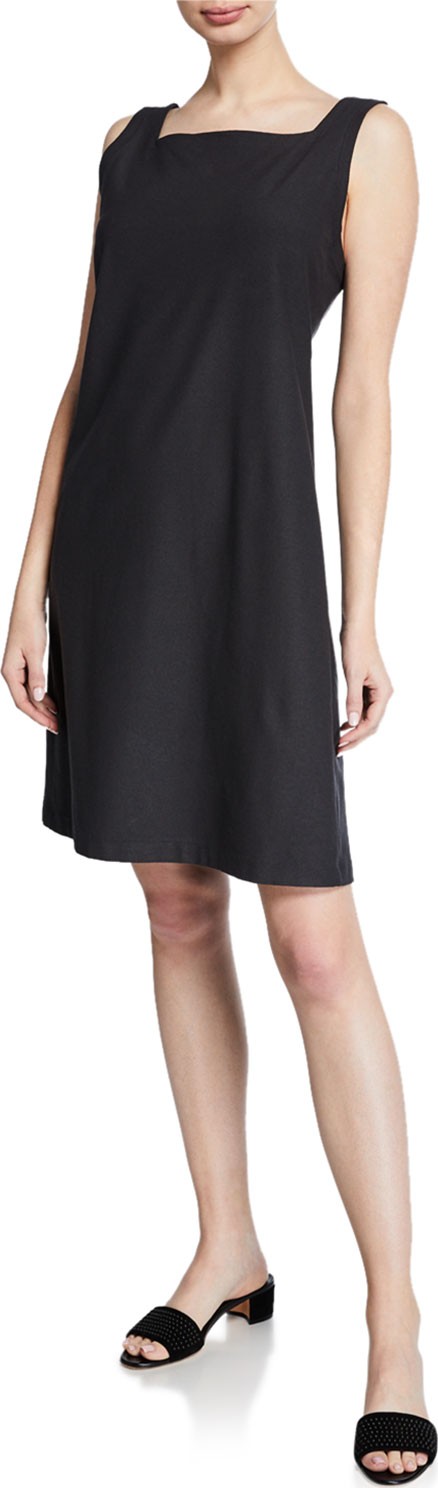 Eileen Fisher Sleeveless Square-Neck Stretch Crepe Dress