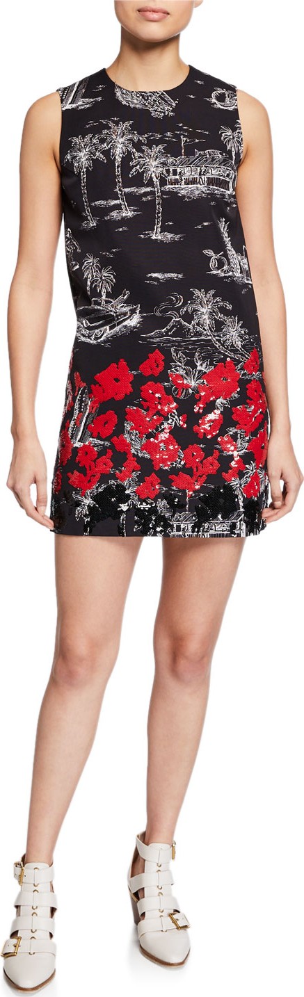 Nº21 Printed Sequin Sleeveless Short Dress