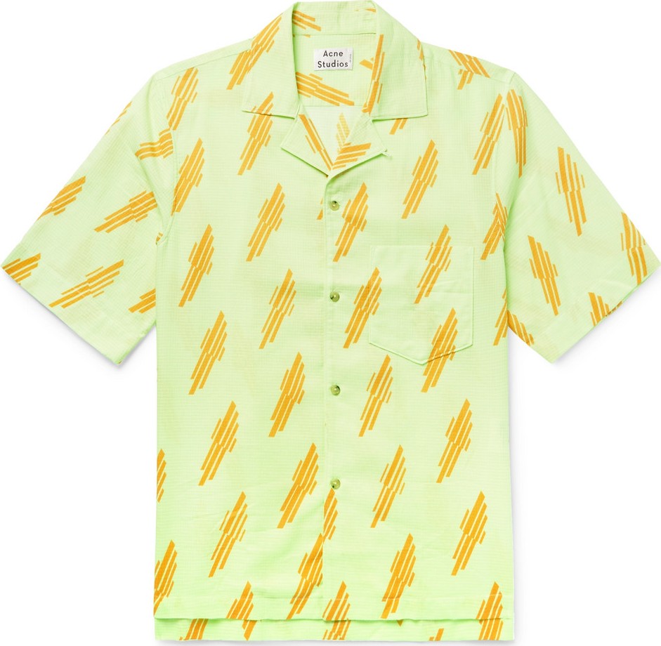 Acne Studios Simon Camp-Collar Printed Textured-Cotton Shirt