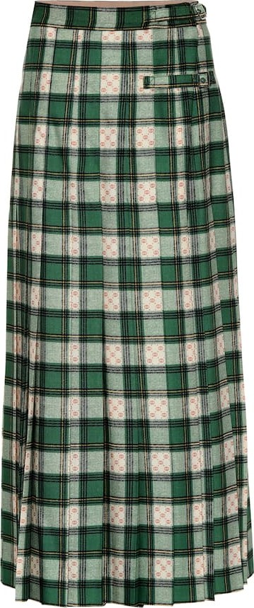 Gucci Tartan GG wool pleated skirt