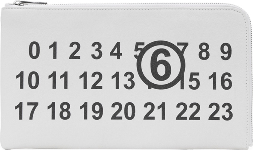 MM6 Maison Margiela White Logo Zip Pouch