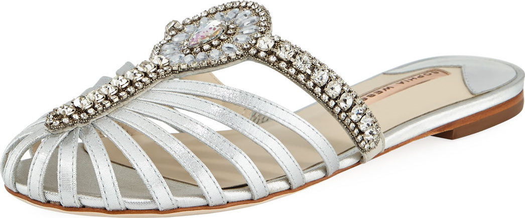 Sophia Webster Iridessa Satin Crystal Flat Slide Sandal