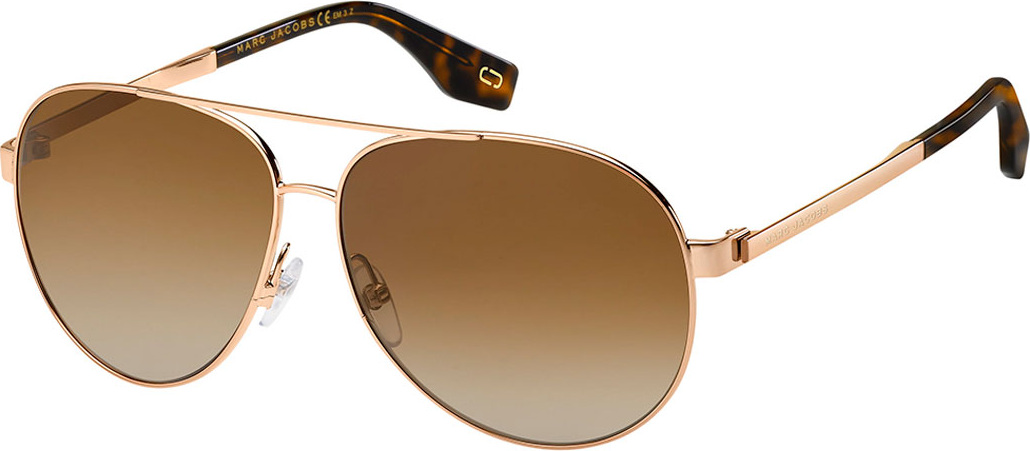 MARC JACOBS Mirrored Metal Aviator Sunglasses, Yellow/Brown