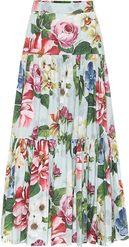 Dolce & Gabbana Floral cotton poplin midi skirt