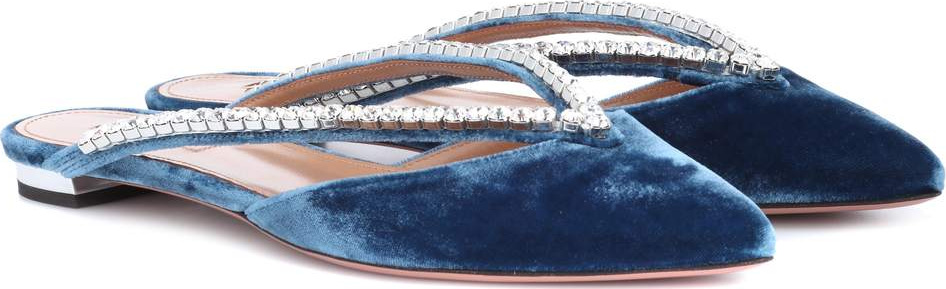 Aquazzura Sabine embellished velvet slippers