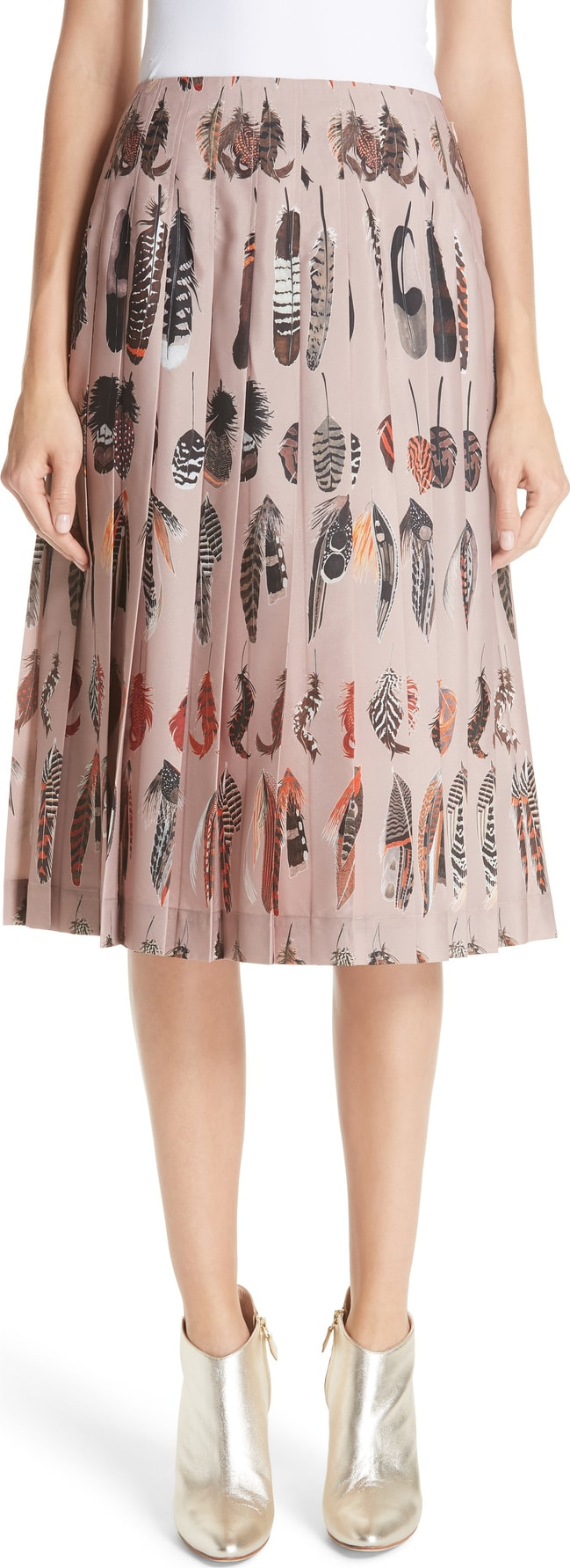 Altuzarra Feather Print Pleated Skirt