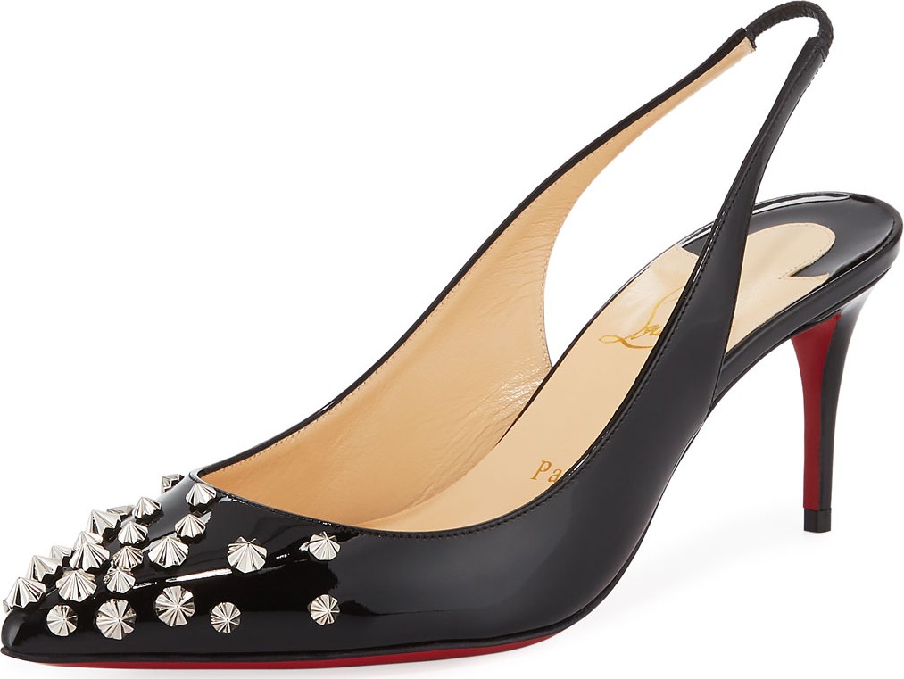 Christian Louboutin Drama Spikes 70mm Red Sole Slingback Pumps