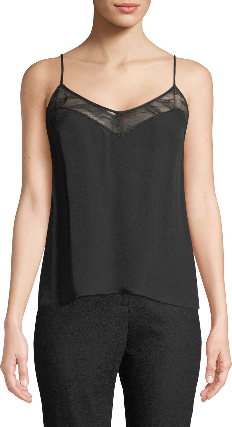 Equipment Layla Silk Cami with Lace Trim