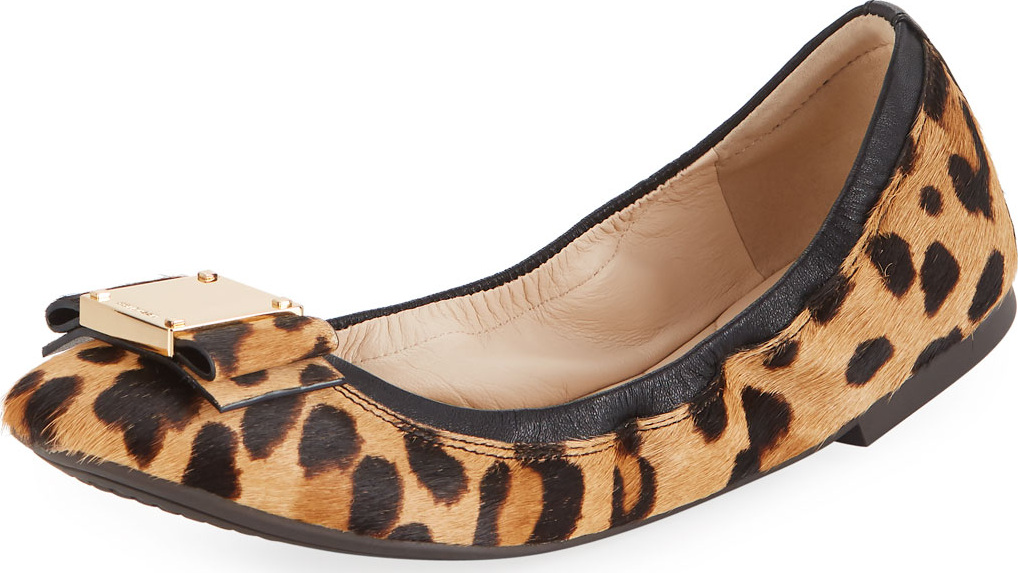 Cole Haan Tali Modern Grand Bow Ocelot-Print Ballet Flats