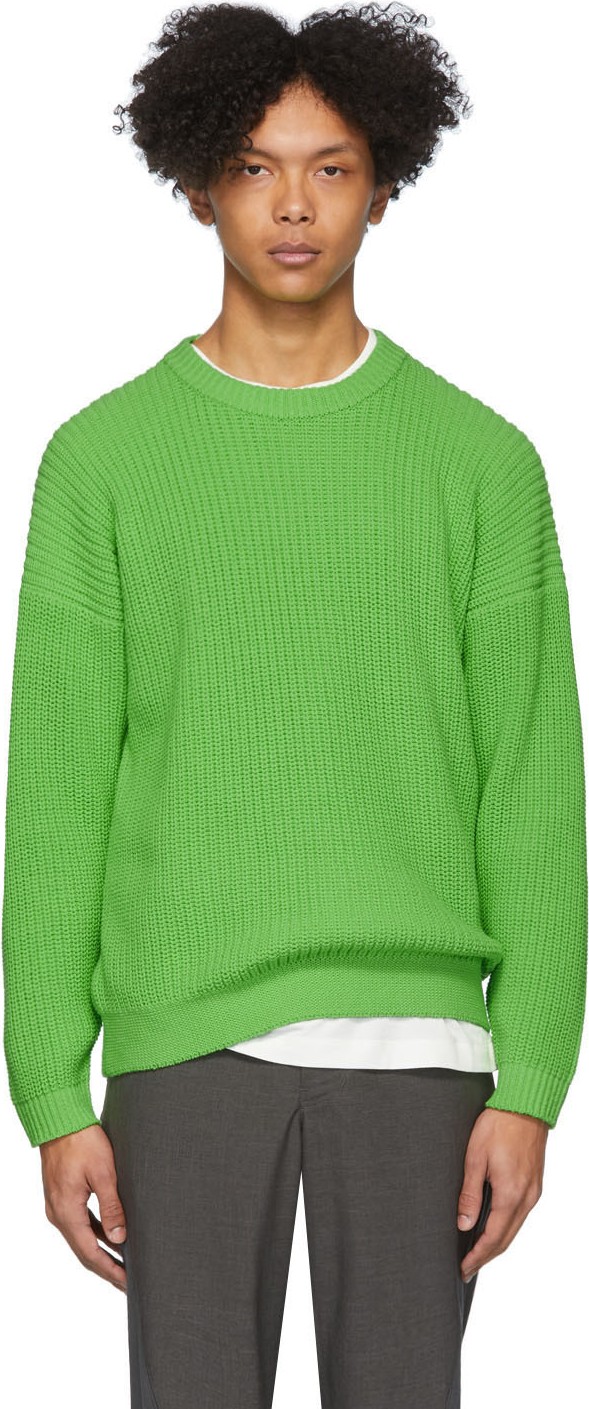 Issey Miyake Men Green Low Gauge Sweater