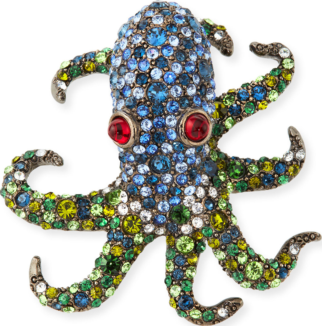 Kenneth Jay Lane Crystal Octopus Pin