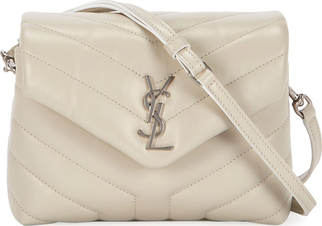 Saint Laurent Loulou Monogram YSL Mini V-Flap Calf Leather Crossbody Bag - Nickel Oxide Hardware
