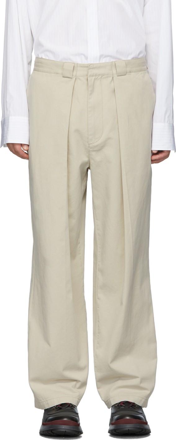 J.W.Anderson Beige Pleats Chinos