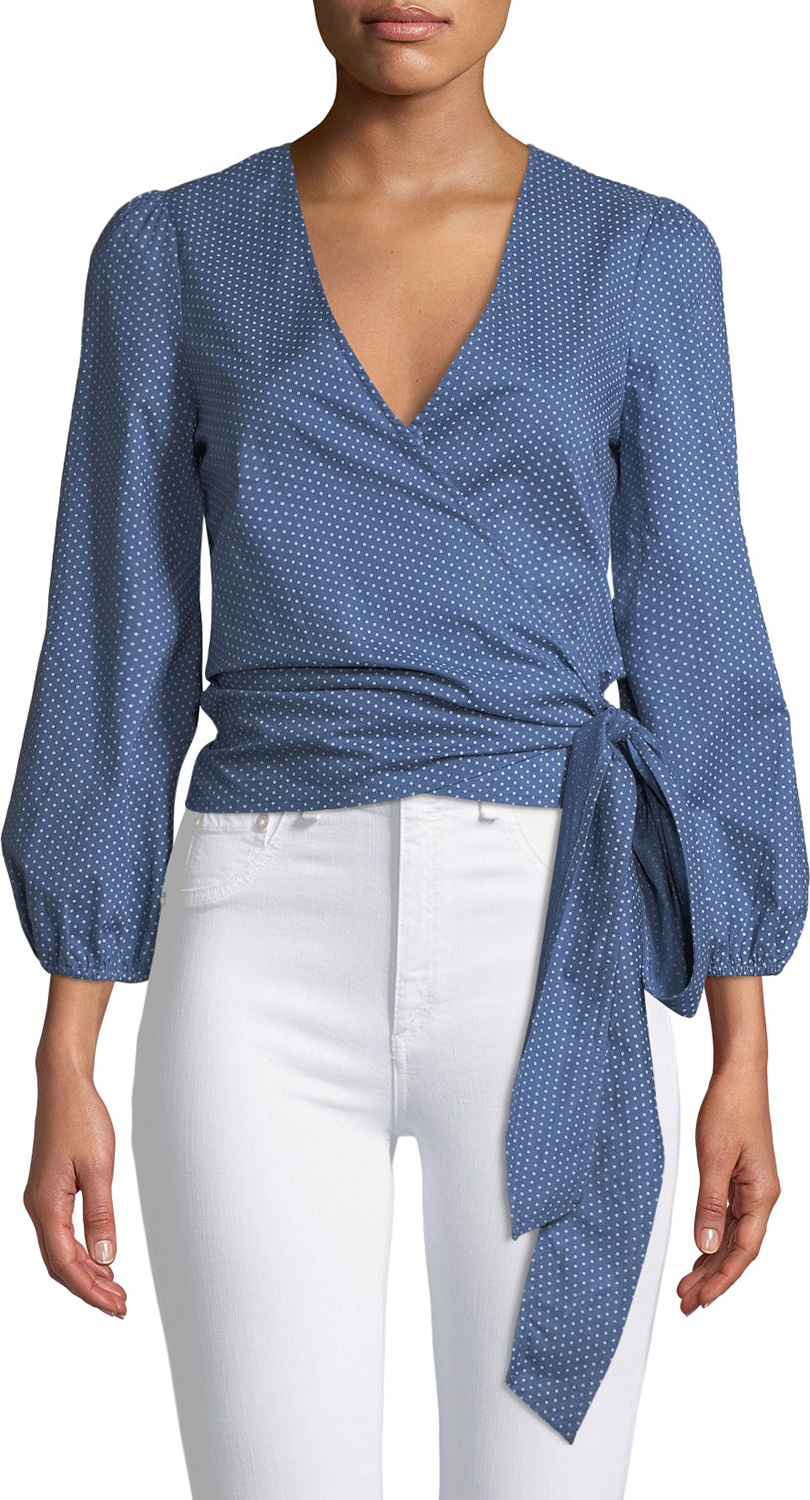 PAIGE Aeldra Dot-Print Wrap Top